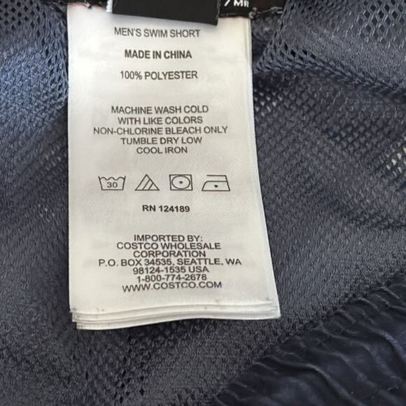 Kirkland Signature Mens X-Large Swim Shorts Polyester Blue Wave Pattern - Picture 3 of 7